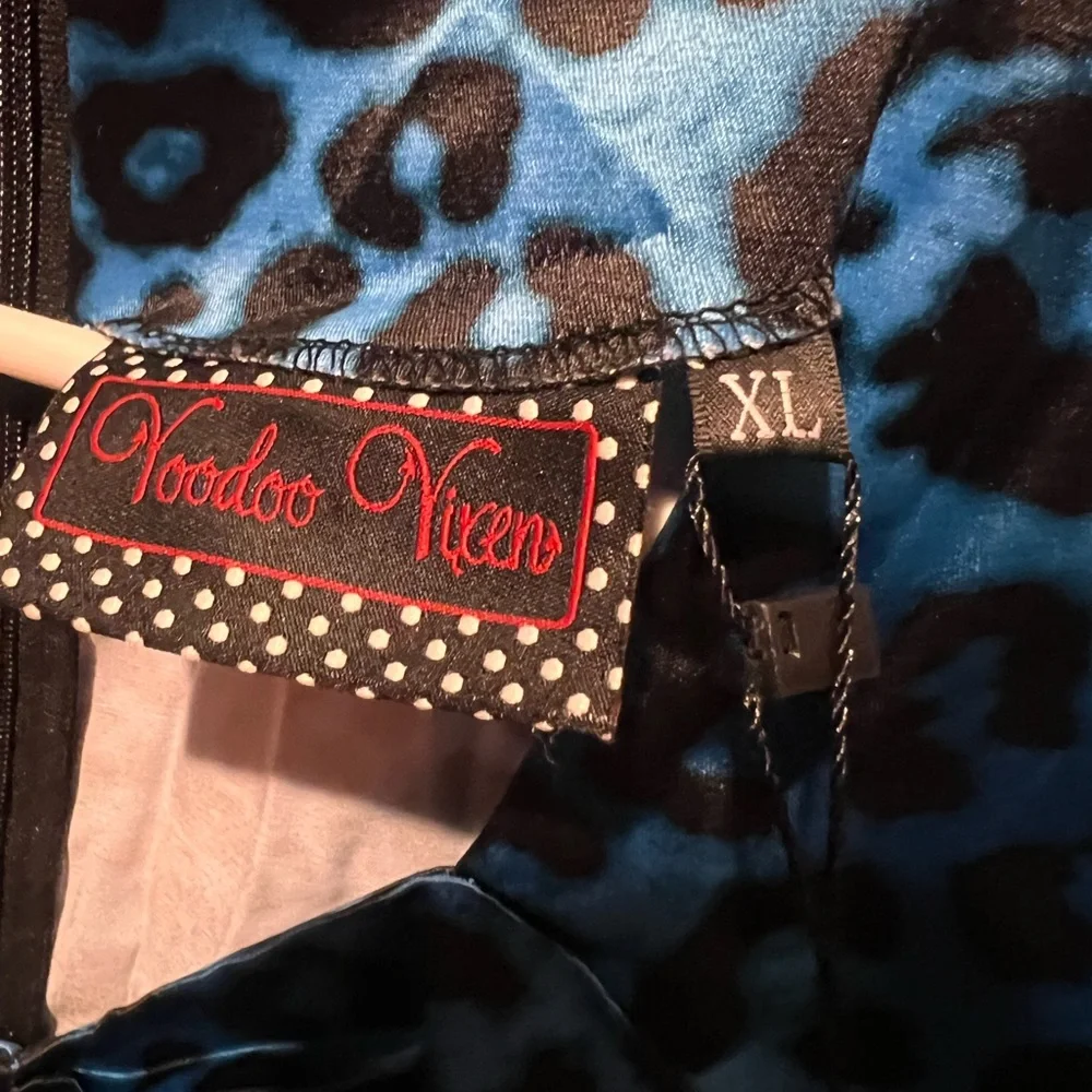 Voodoo Vixen Turquoise Leopard Print Dress - Picture 4 of 6